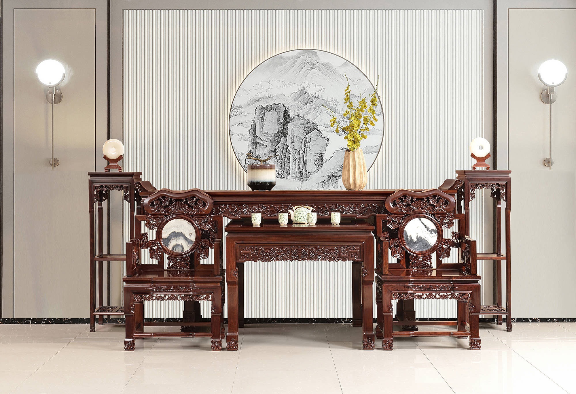 中式餐桌精选大红酸枝缅甸花梨木源头工厂匠